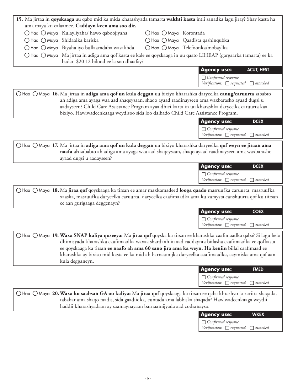 Form DHS-5223-SOM Combined Application Form - Minnesota (Somali), Page 14