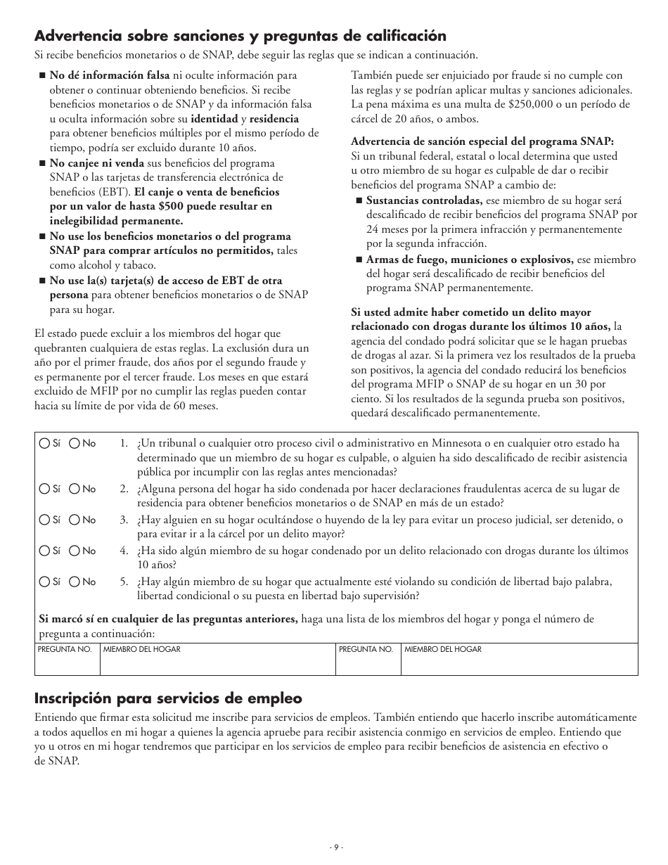 Formulario DHS-5223-SPA Formulario De Solicitud Combinada - Minnesota (Spanish), Page 16