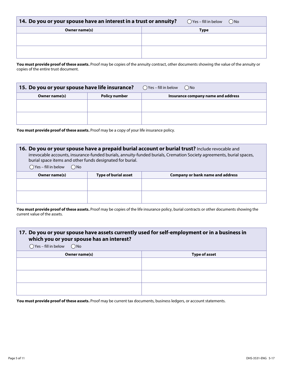 Form DHS-3531-ENG Application for Medical Assistance for Long-Term-Care Services (Ma-Ltc) - Minnesota, Page 7
