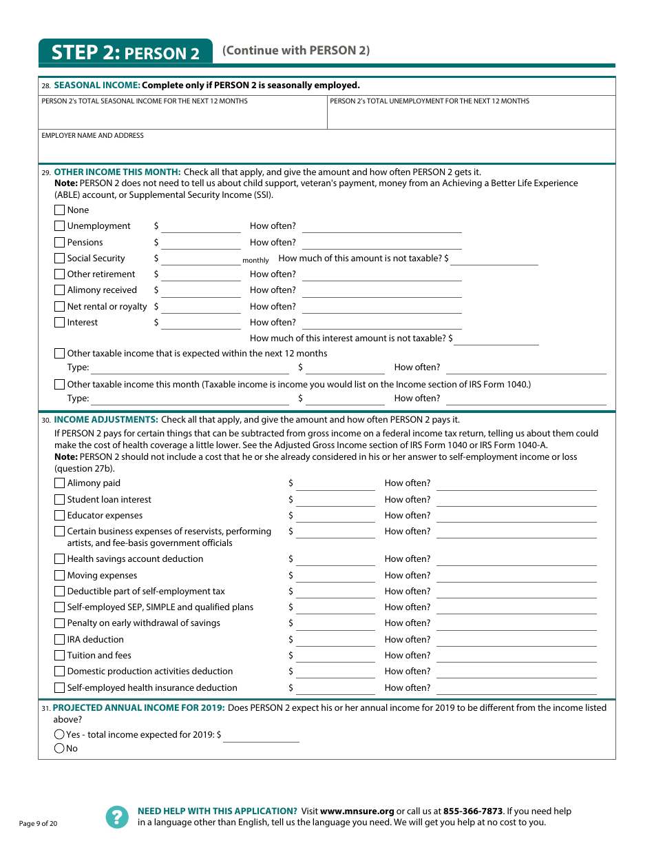 Form DHS-6696-ENG Application for Health Coverage and Help Paying Costs - Minnesota, Page 11