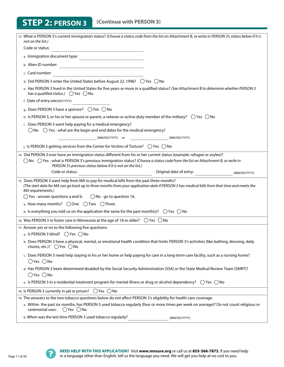 Form DHS-6696-ENG Application for Health Coverage and Help Paying Costs - Minnesota, Page 13