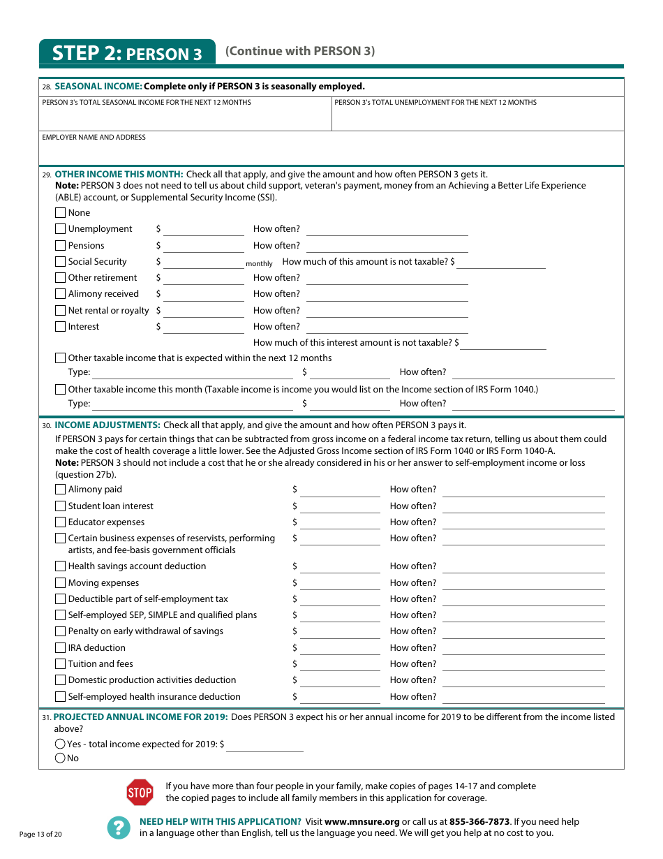 Form DHS-6696-ENG Application for Health Coverage and Help Paying Costs - Minnesota, Page 15