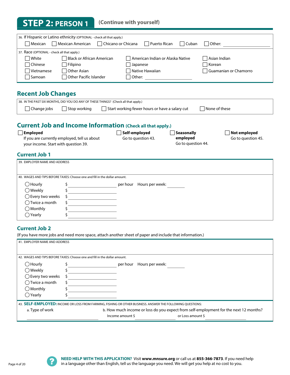Form DHS-6696-ENG Application for Health Coverage and Help Paying Costs - Minnesota, Page 6