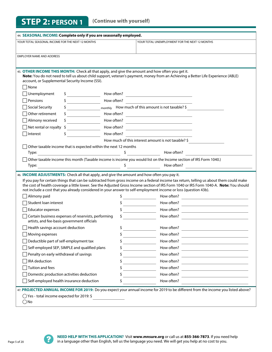 Form DHS-6696-ENG Application for Health Coverage and Help Paying Costs - Minnesota, Page 7