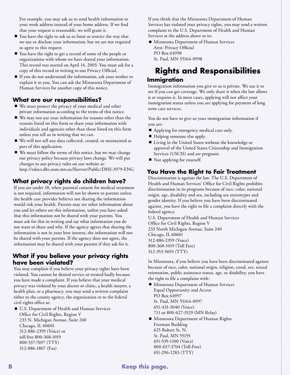 Form DHS-2128-ENG Renewal for People Receiving Long-Term Care Services - Minnesota, Page 10