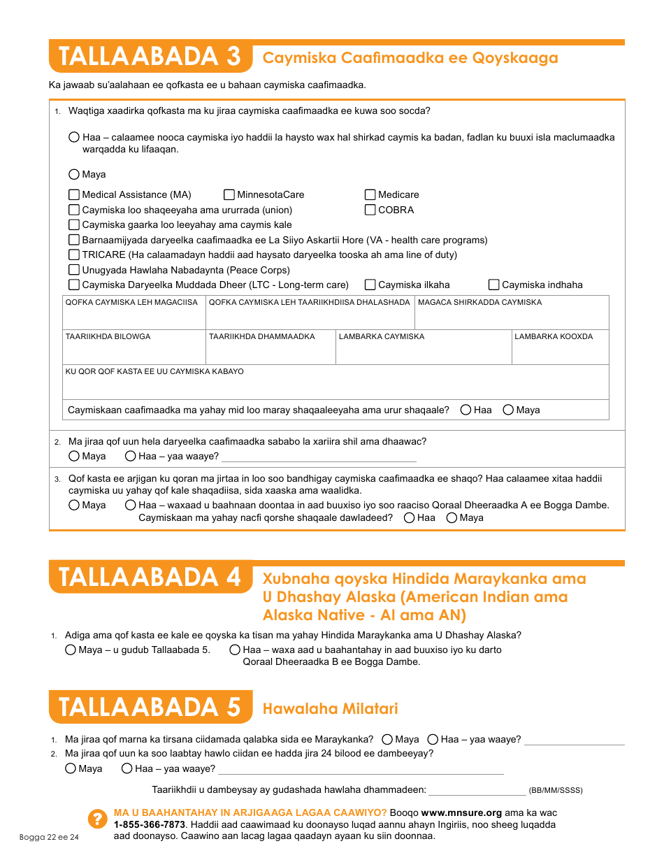Form DHS-6696-SOM Application for Health Coverage and Help Paying Costs - Minnesota (Somali), Page 24
