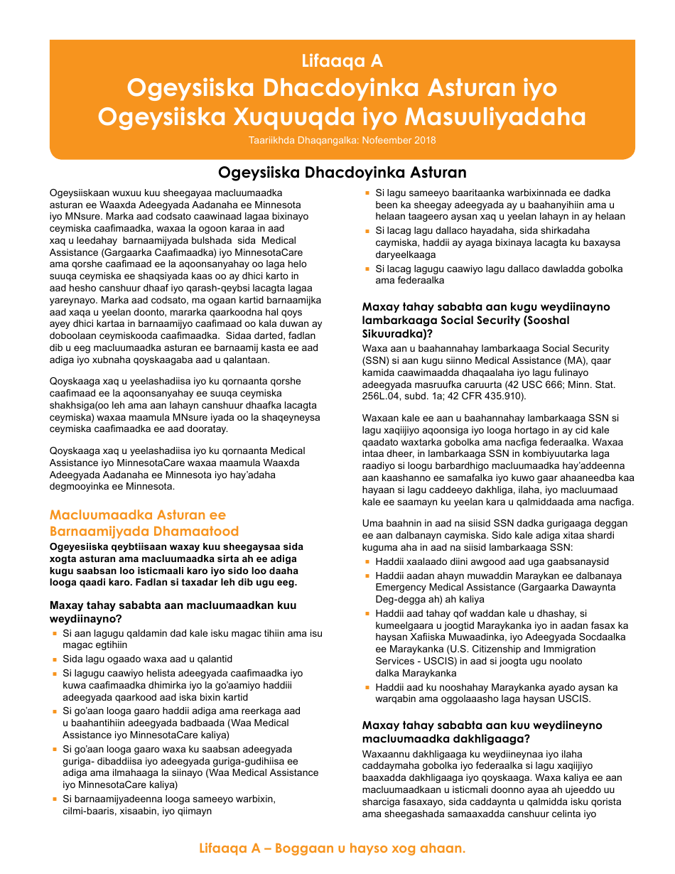 Form DHS-6696-SOM Application for Health Coverage and Help Paying Costs - Minnesota (Somali), Page 27