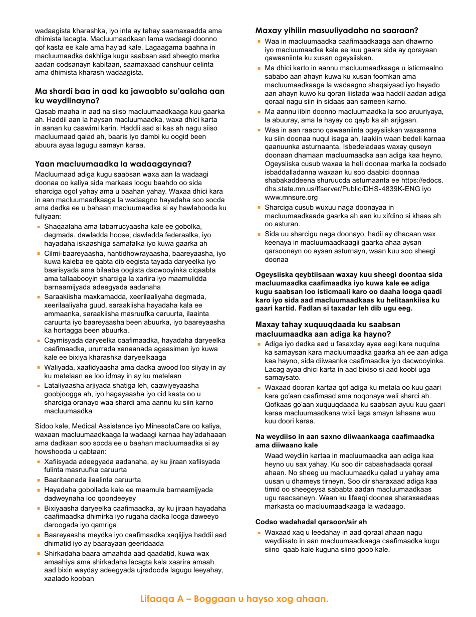 Form DHS-6696-SOM Application for Health Coverage and Help Paying Costs - Minnesota (Somali), Page 28