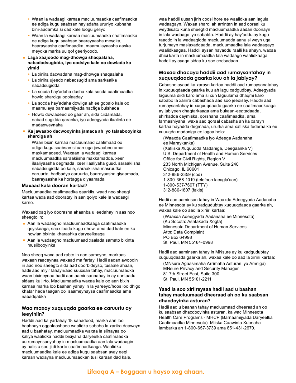 Form DHS-6696-SOM Application for Health Coverage and Help Paying Costs - Minnesota (Somali), Page 30