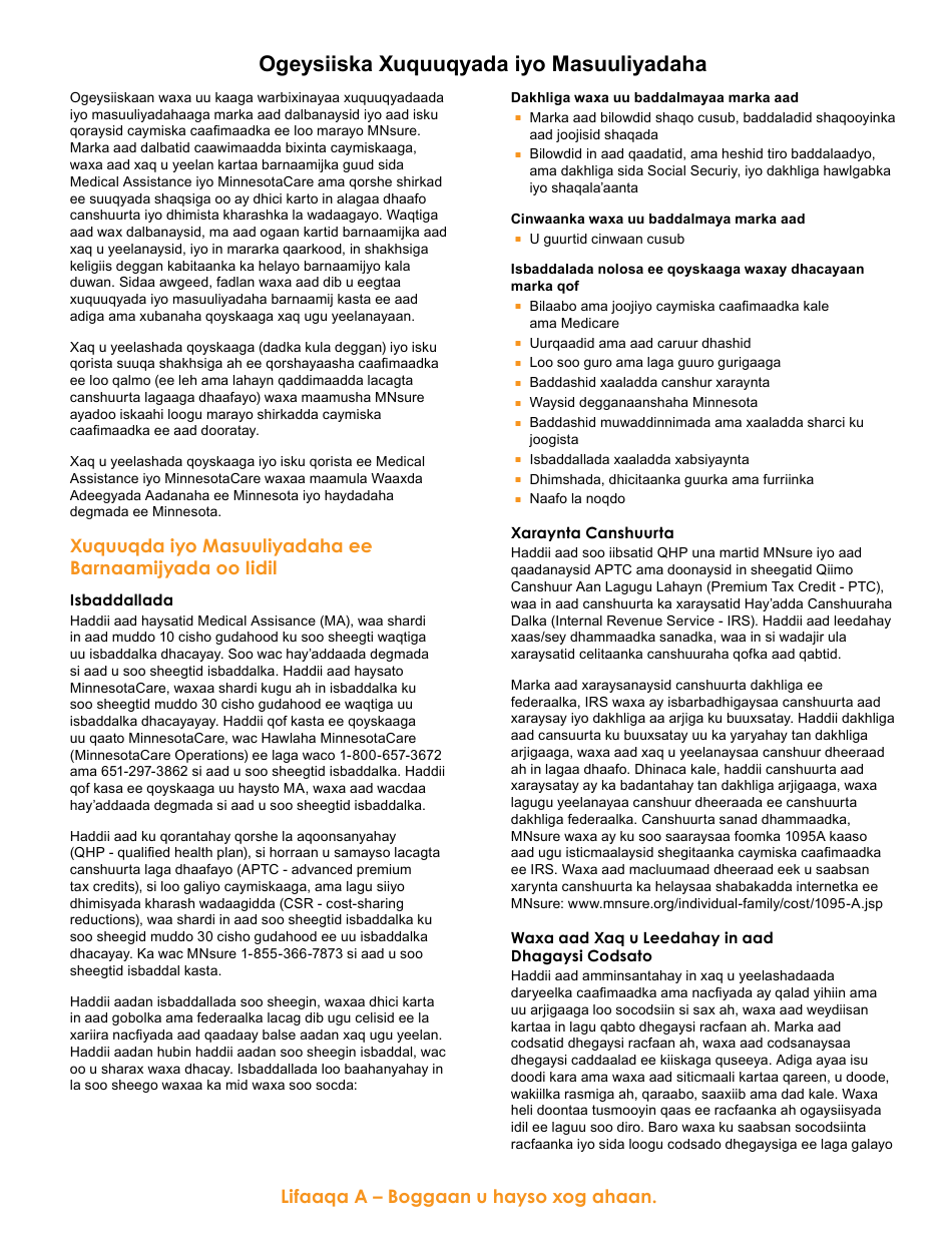 Form DHS-6696-SOM Application for Health Coverage and Help Paying Costs - Minnesota (Somali), Page 31