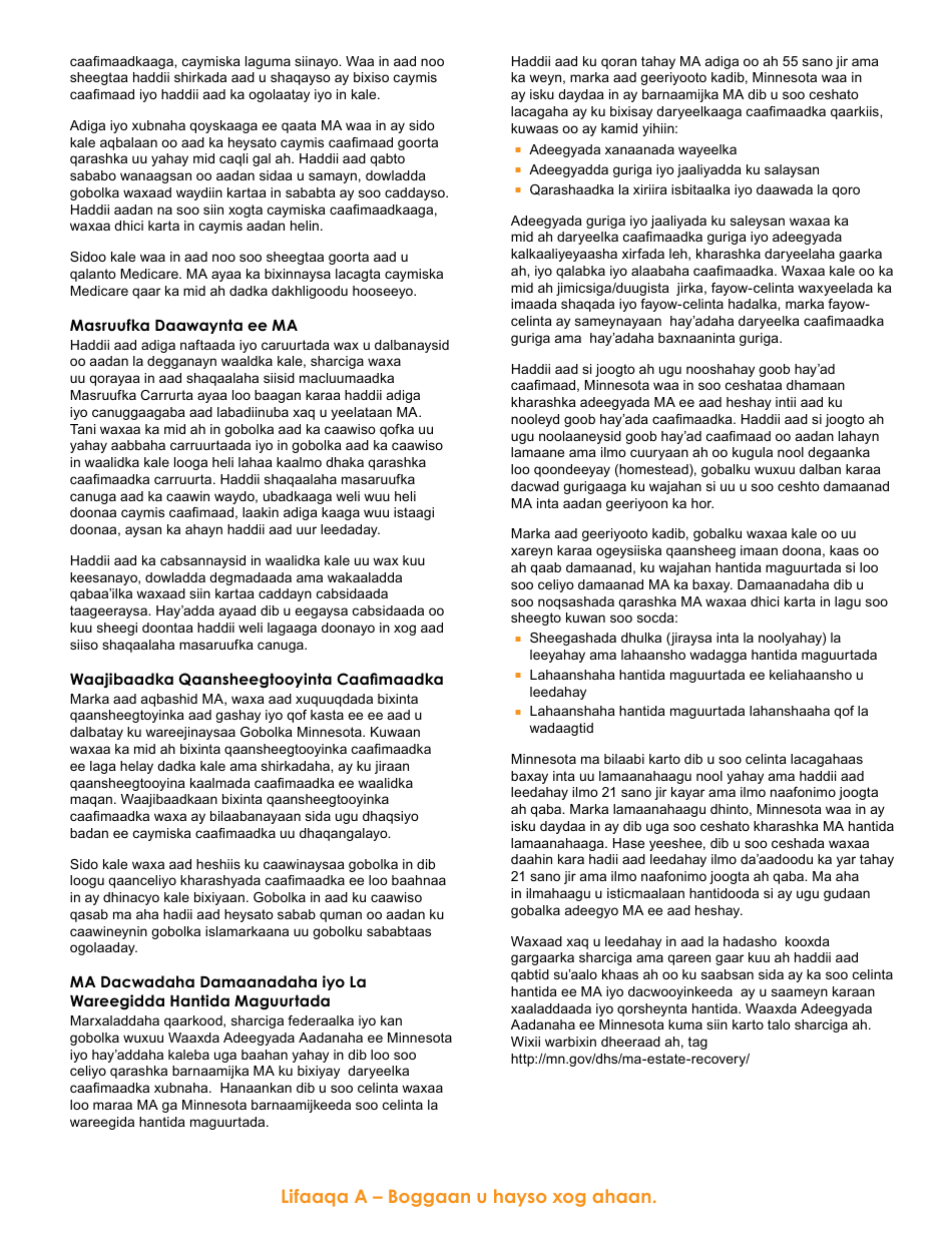 Form DHS-6696-SOM Application for Health Coverage and Help Paying Costs - Minnesota (Somali), Page 33