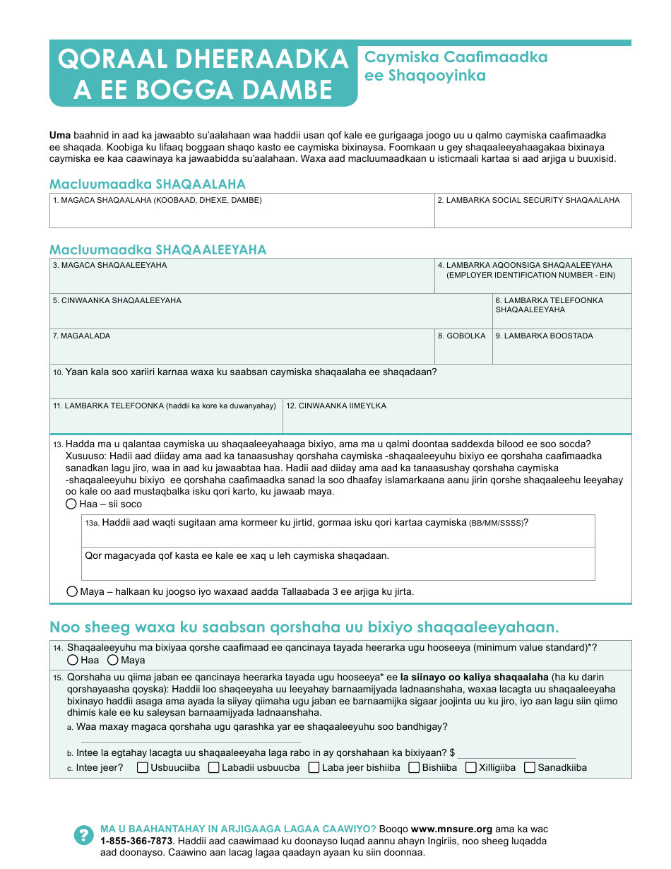 Form DHS-6696-SOM Application for Health Coverage and Help Paying Costs - Minnesota (Somali), Page 40