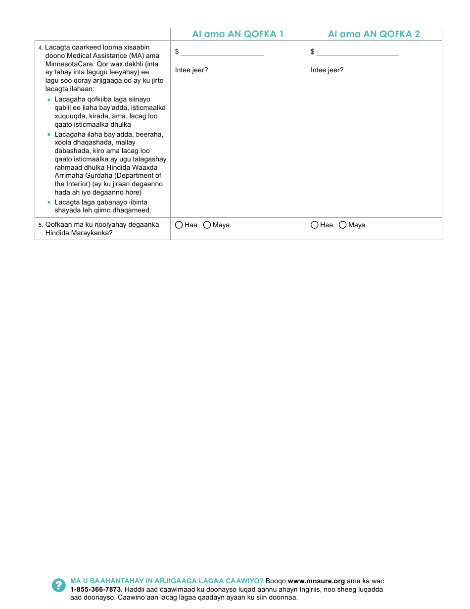 Form DHS-6696-SOM Application for Health Coverage and Help Paying Costs - Minnesota (Somali), Page 45