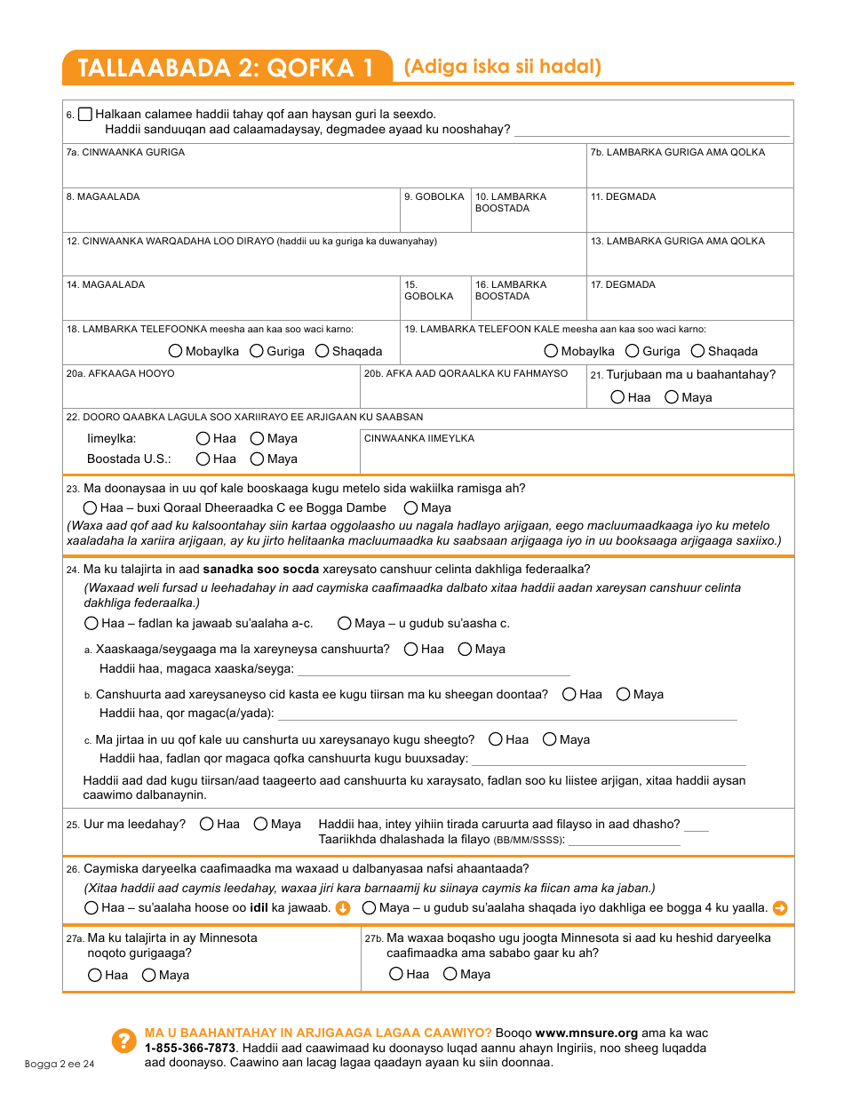 Form DHS-6696-SOM Application for Health Coverage and Help Paying Costs - Minnesota (Somali), Page 4