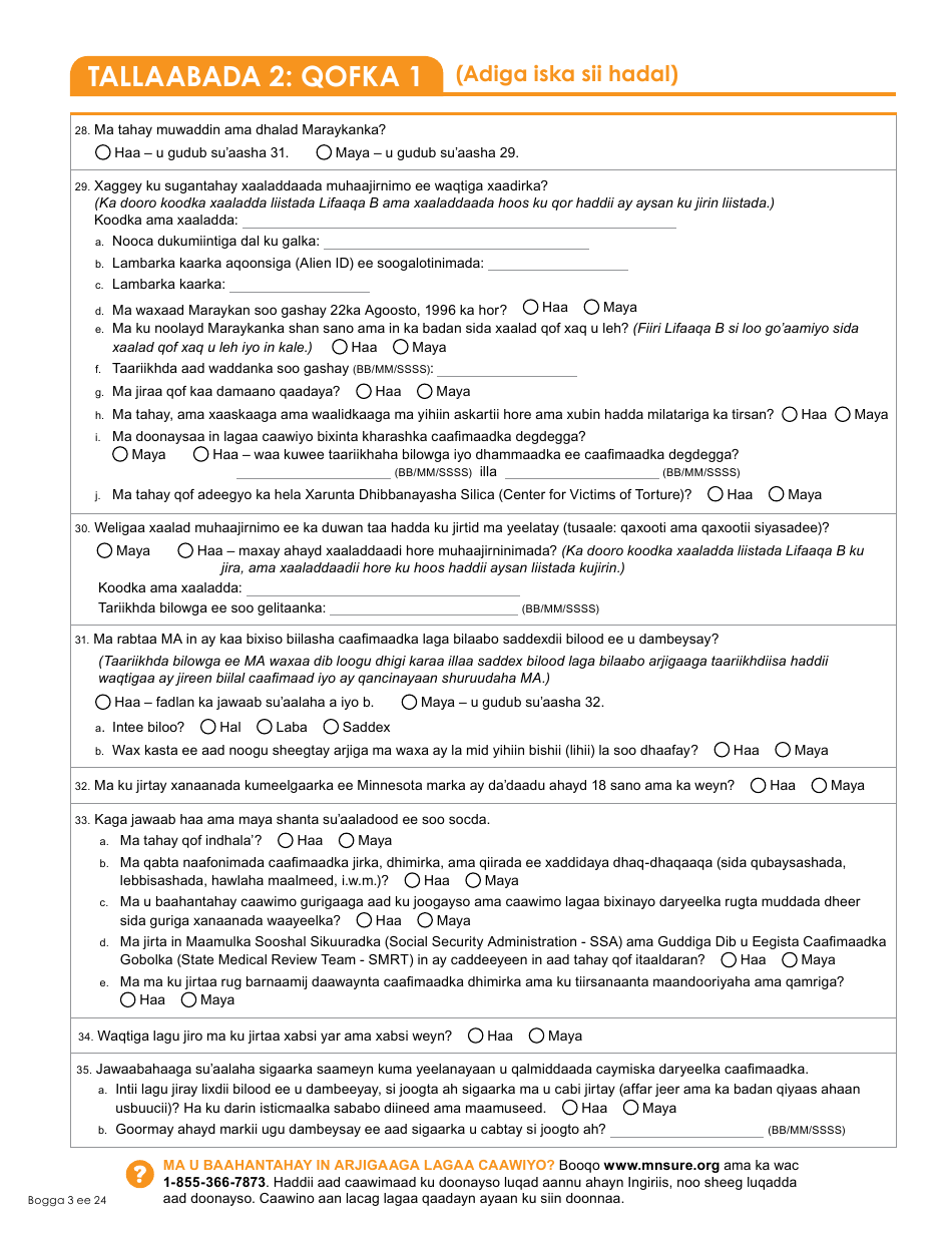 Form DHS-6696-SOM Application for Health Coverage and Help Paying Costs - Minnesota (Somali), Page 5