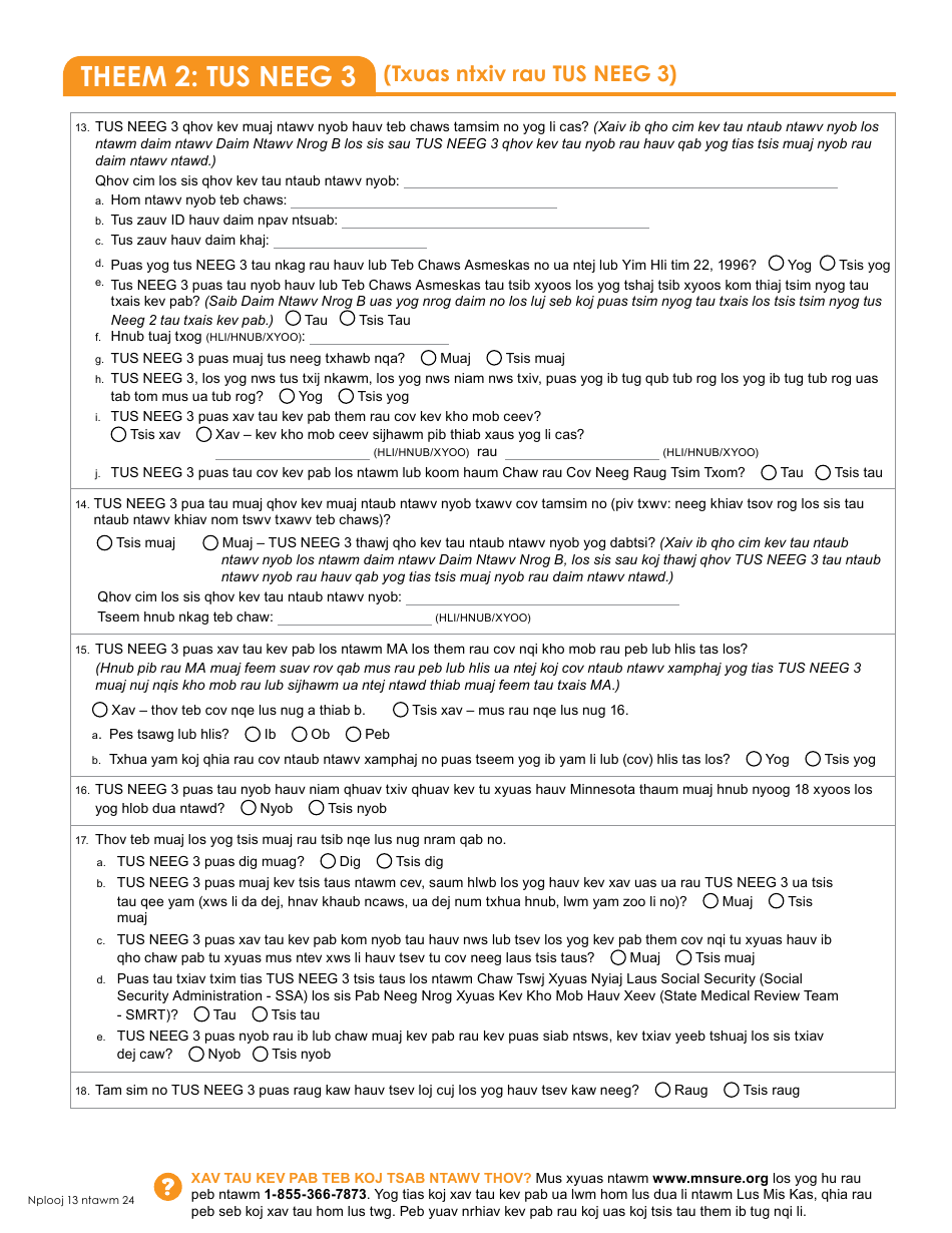 Form DHS-6696-HMN Application for Health Coverage and Help Paying Costs - Minnesota (Hmong), Page 15