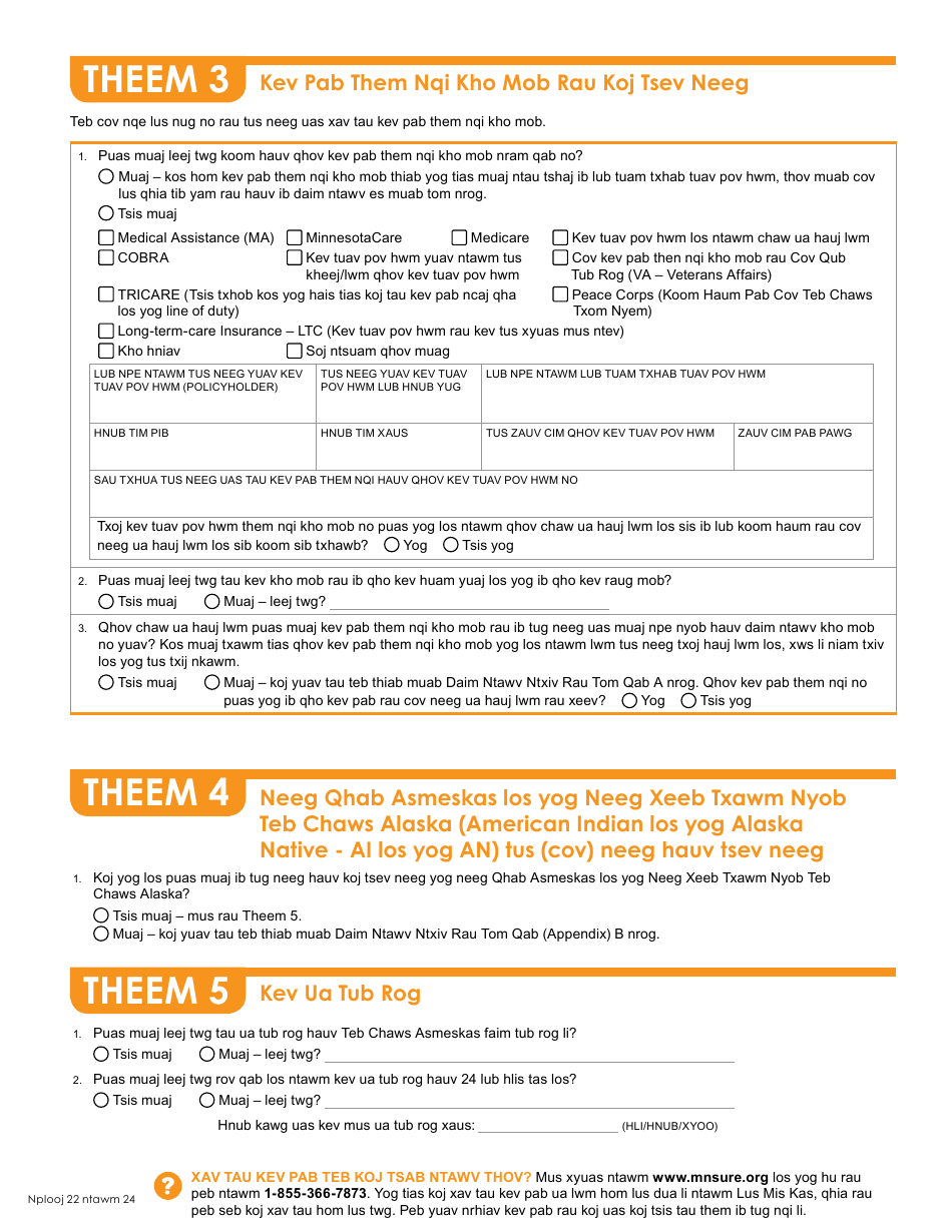 Form DHS-6696-HMN Application for Health Coverage and Help Paying Costs - Minnesota (Hmong), Page 24