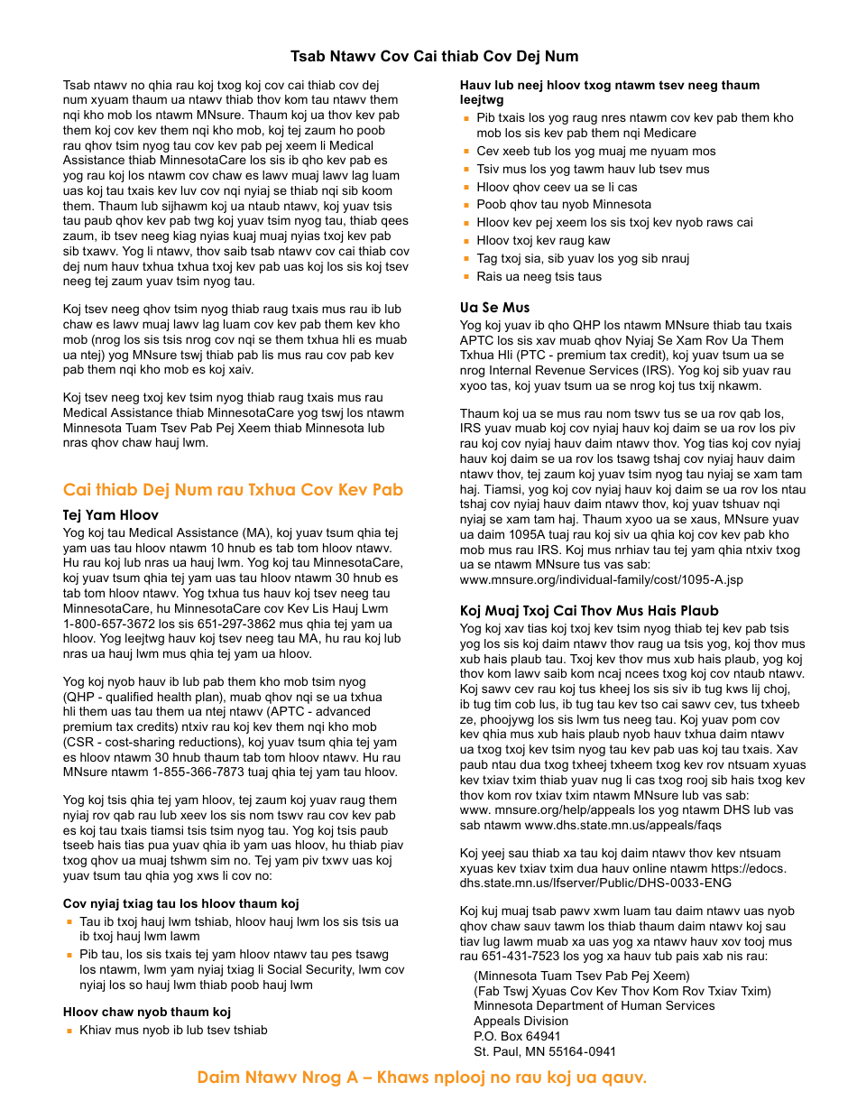 Form DHS-6696-HMN Application for Health Coverage and Help Paying Costs - Minnesota (Hmong), Page 31