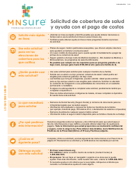 Document preview: Formulario DHS-6696-SPA Solicitud De Cobertura De Salud Y Ayuda Con El Pago De Costos - Minnesota (Spanish)