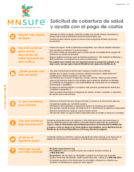 Formulario DHS-6696-SPA Solicitud De Cobertura De Salud Y Ayuda Con El Pago De Costos - Minnesota (Spanish)