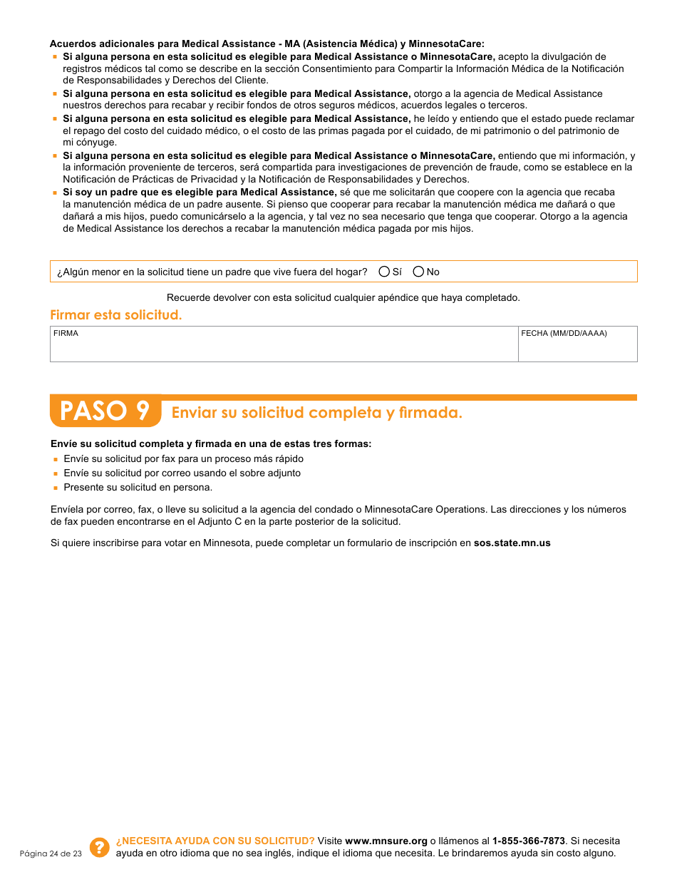 Formulario DHS-6696-SPA Solicitud De Cobertura De Salud Y Ayuda Con El Pago De Costos - Minnesota (Spanish), Page 26