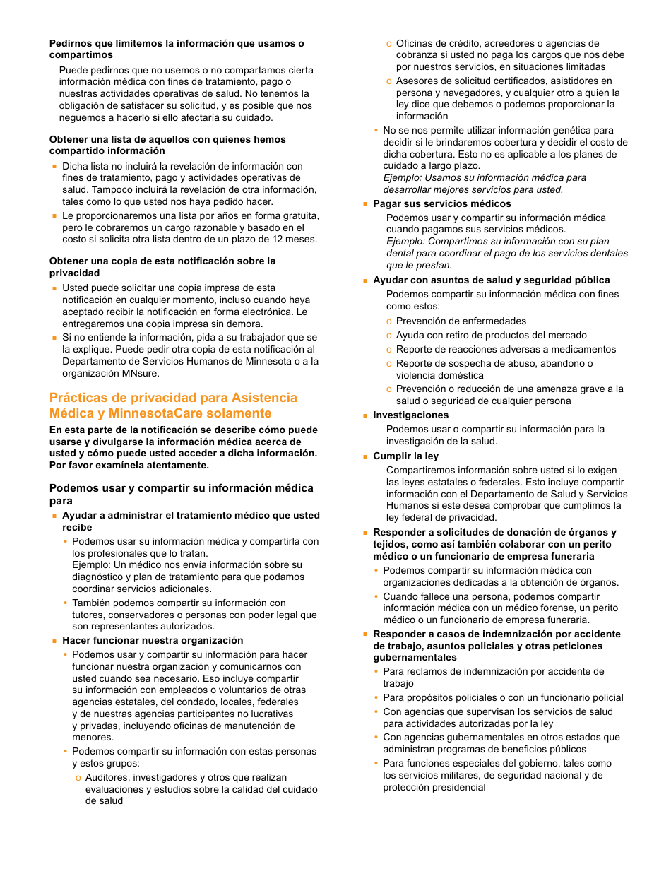 Formulario DHS-6696-SPA Solicitud De Cobertura De Salud Y Ayuda Con El Pago De Costos - Minnesota (Spanish), Page 29