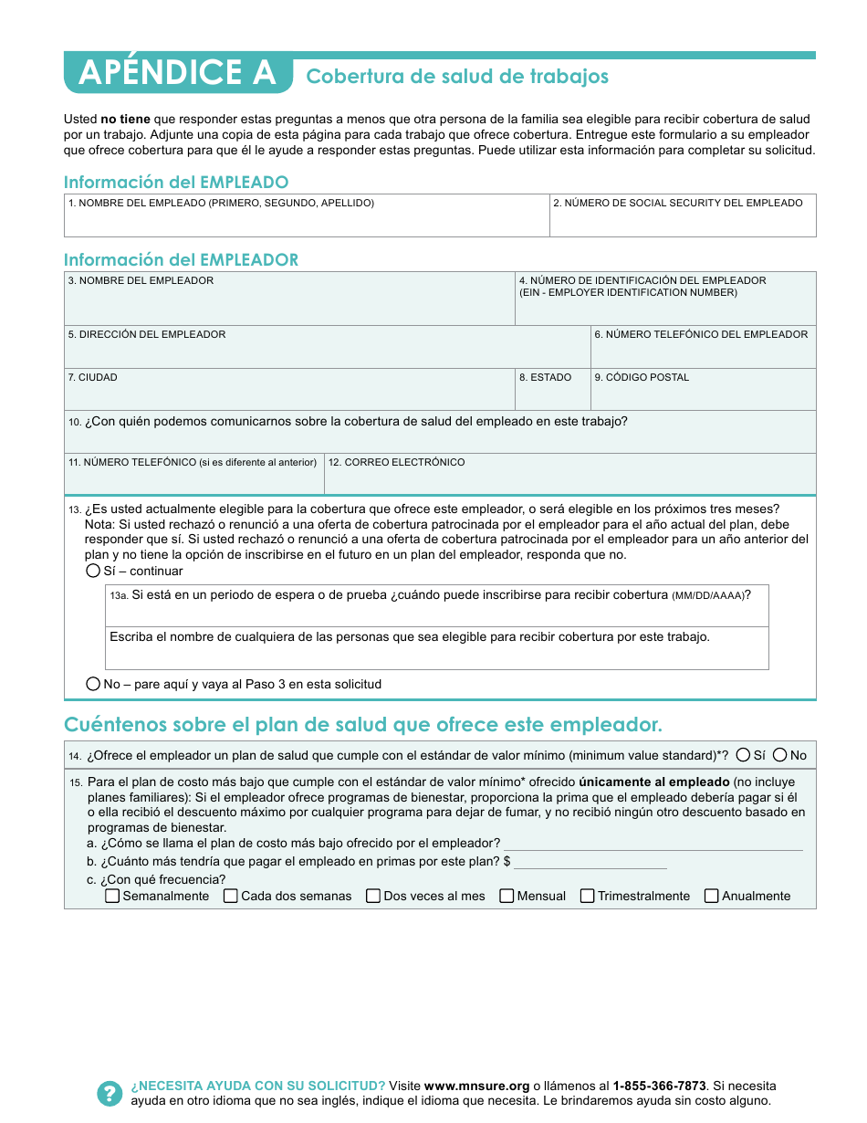 Formulario DHS-6696-SPA Solicitud De Cobertura De Salud Y Ayuda Con El Pago De Costos - Minnesota (Spanish), Page 40