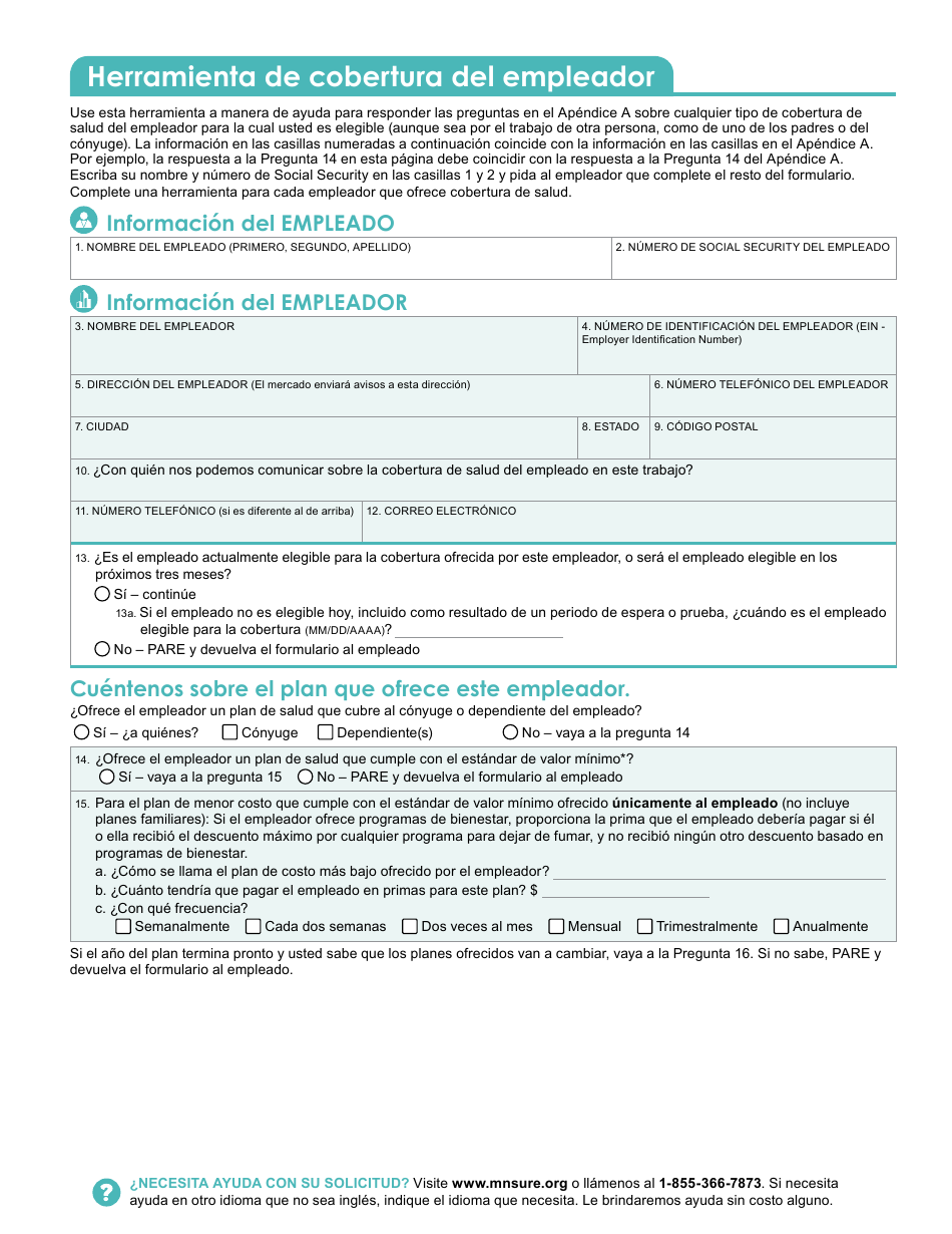 Formulario DHS-6696-SPA Solicitud De Cobertura De Salud Y Ayuda Con El Pago De Costos - Minnesota (Spanish), Page 42