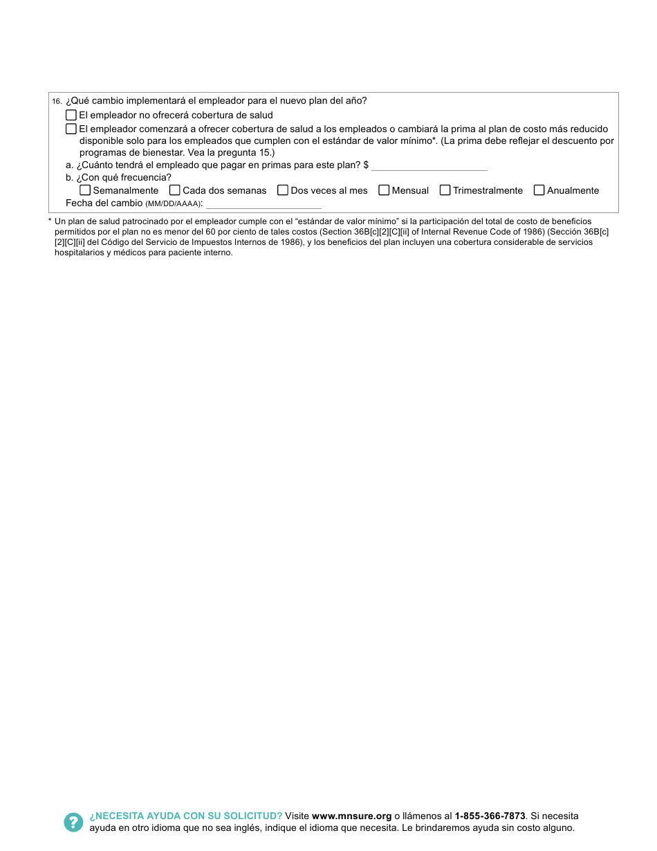 Formulario DHS-6696-SPA Solicitud De Cobertura De Salud Y Ayuda Con El Pago De Costos - Minnesota (Spanish), Page 43