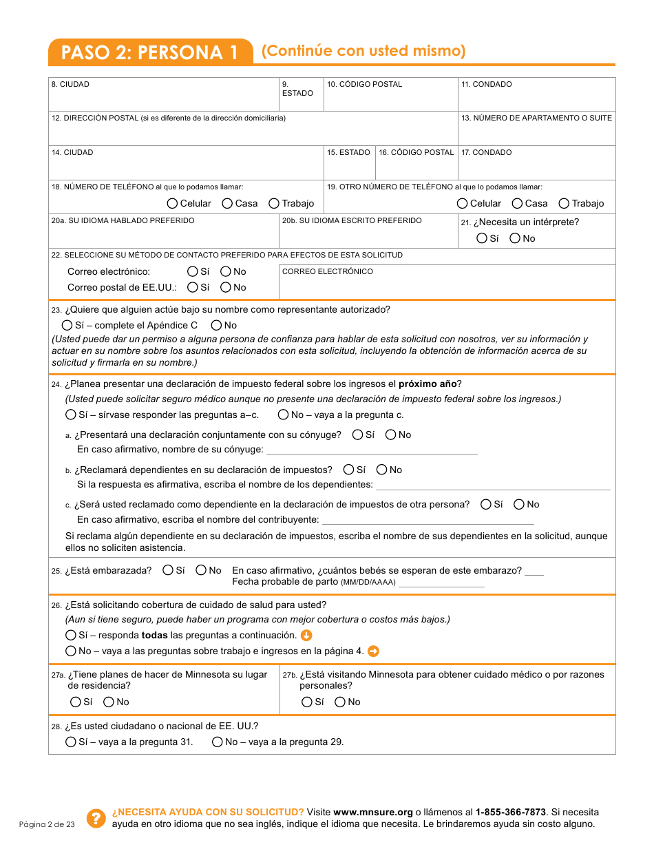 Formulario DHS-6696-SPA Solicitud De Cobertura De Salud Y Ayuda Con El Pago De Costos - Minnesota (Spanish), Page 4