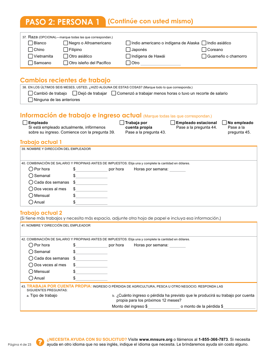 Formulario DHS-6696-SPA Solicitud De Cobertura De Salud Y Ayuda Con El Pago De Costos - Minnesota (Spanish), Page 6