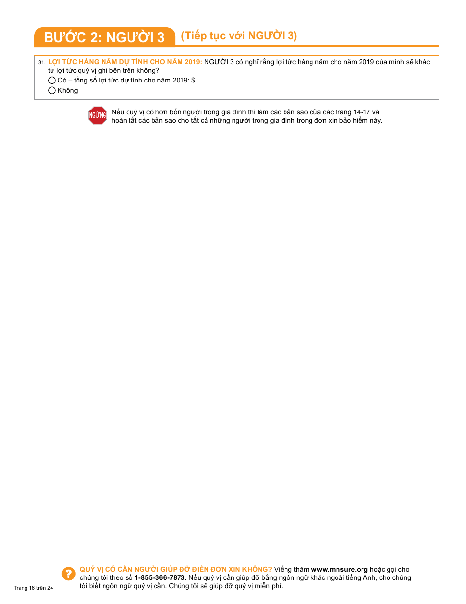 Form DHS-6696-VIE Application for Health Coverage and Help Paying Costs - Minnesota (Vietnamese), Page 18