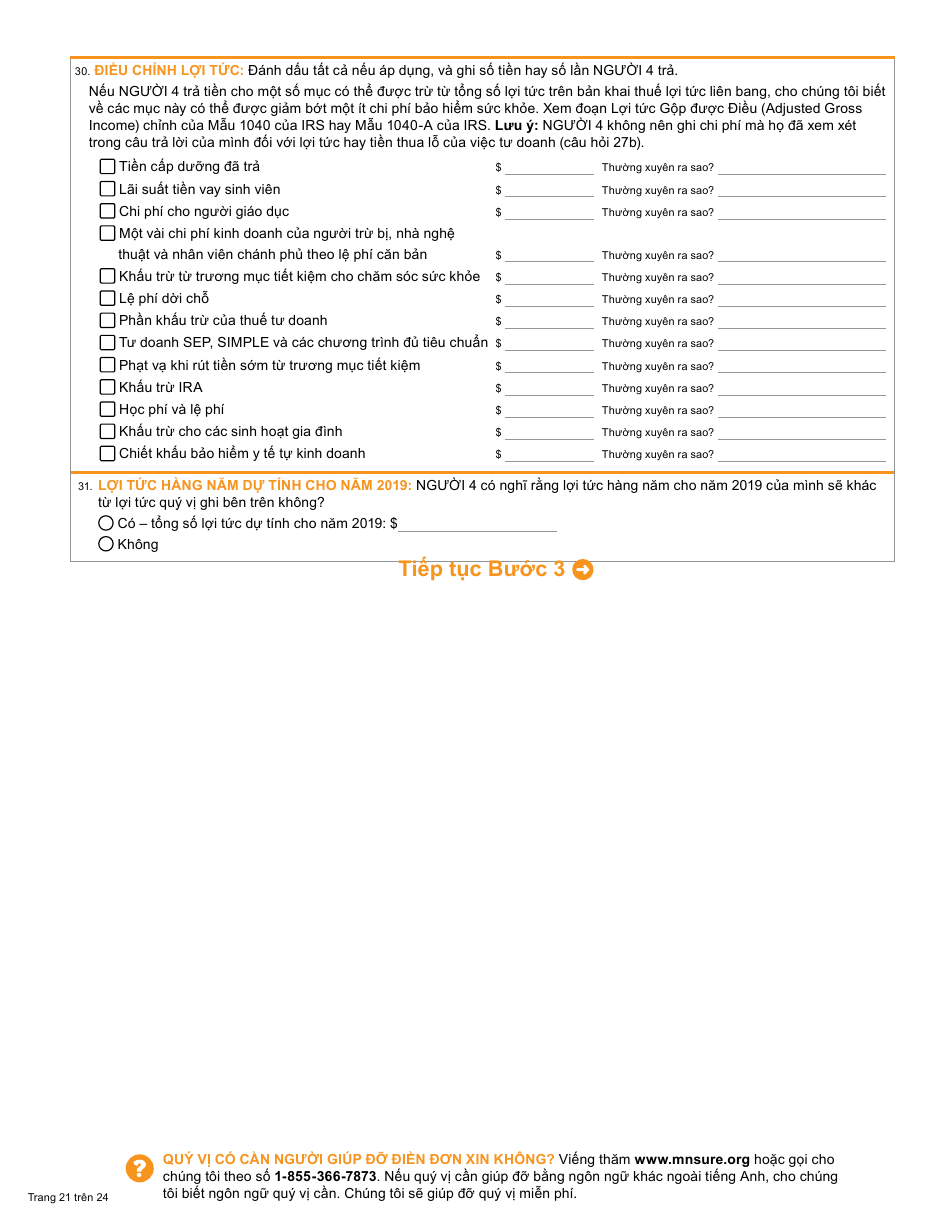 Form DHS-6696-VIE Application for Health Coverage and Help Paying Costs - Minnesota (Vietnamese), Page 23