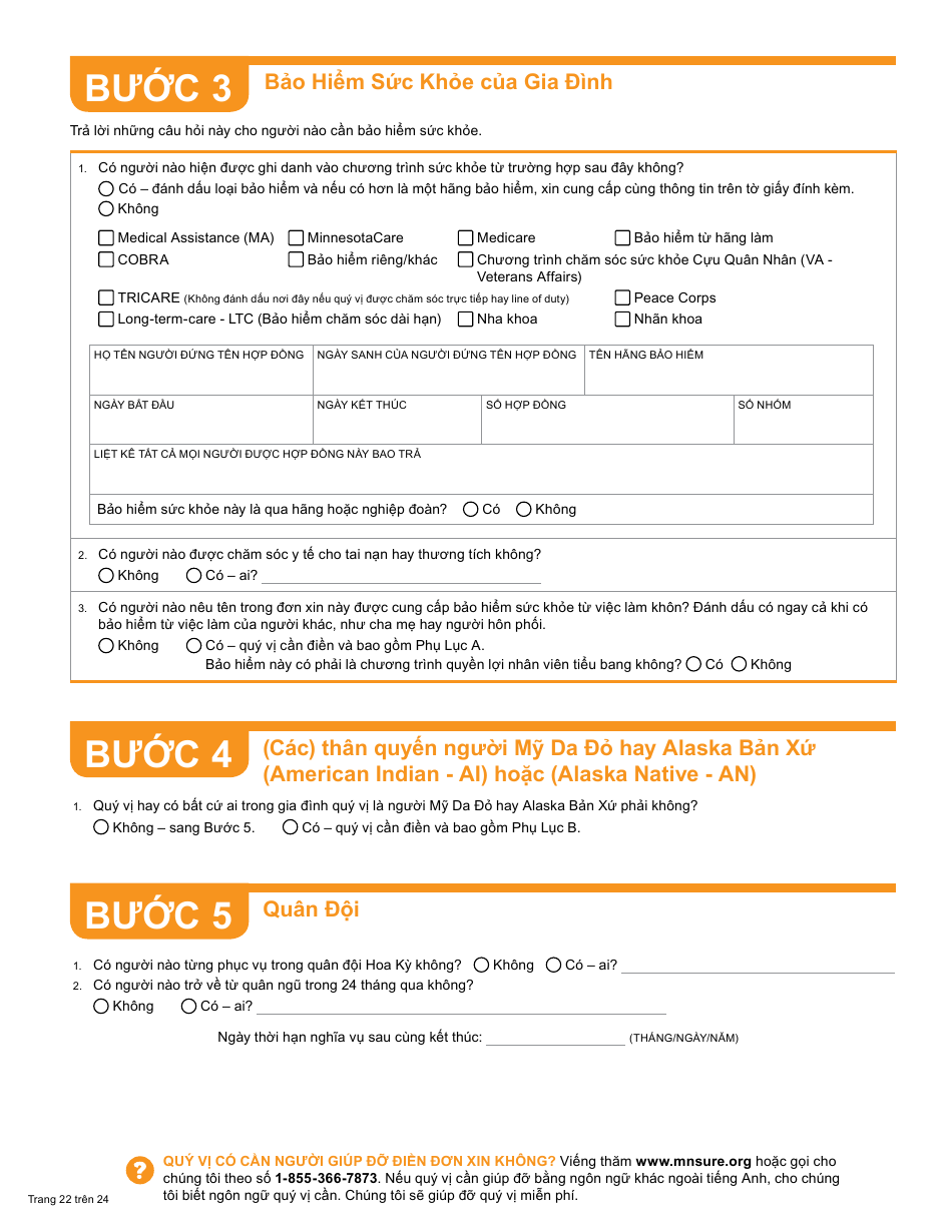 Form DHS-6696-VIE Application for Health Coverage and Help Paying Costs - Minnesota (Vietnamese), Page 24