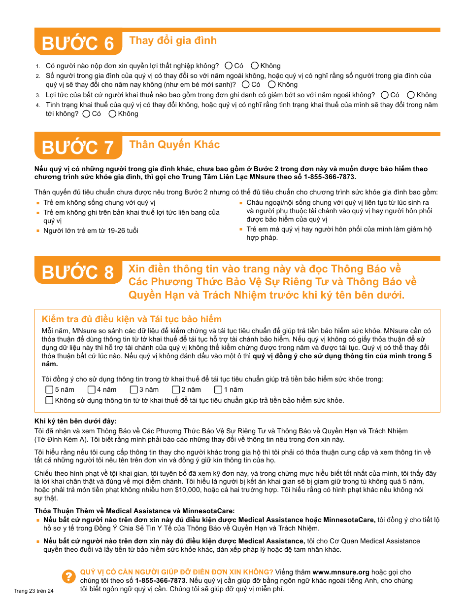 Form DHS-6696-VIE Application for Health Coverage and Help Paying Costs - Minnesota (Vietnamese), Page 25
