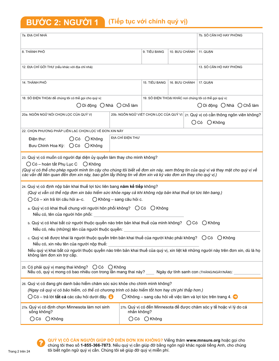 Form DHS-6696-VIE Application for Health Coverage and Help Paying Costs - Minnesota (Vietnamese), Page 4