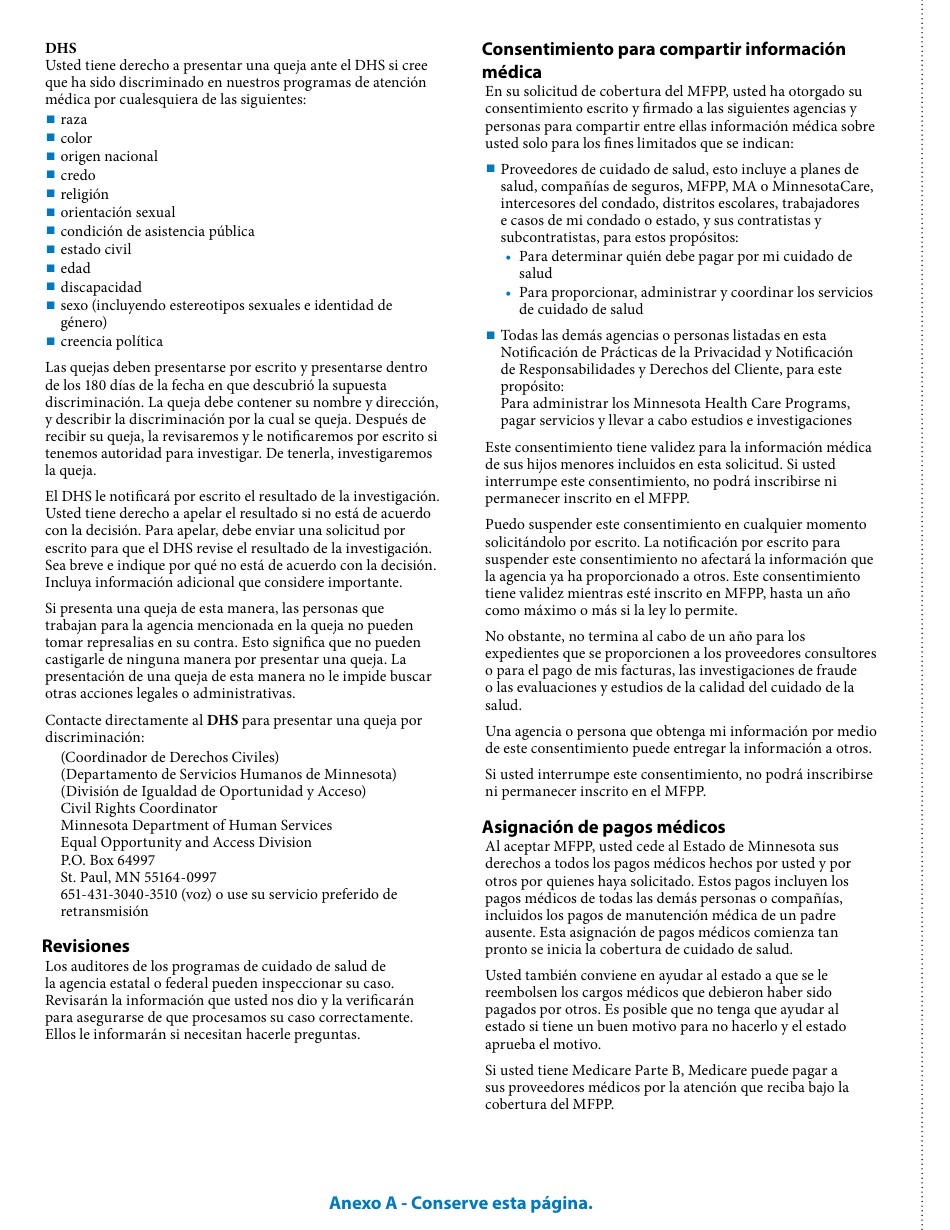 Formulario DHS-4740-SPA Solicitud Del Minnesota Family Planning Program (Programa De Planificacion Familiar De Minnesota) - Minnesota (Spanish), Page 14