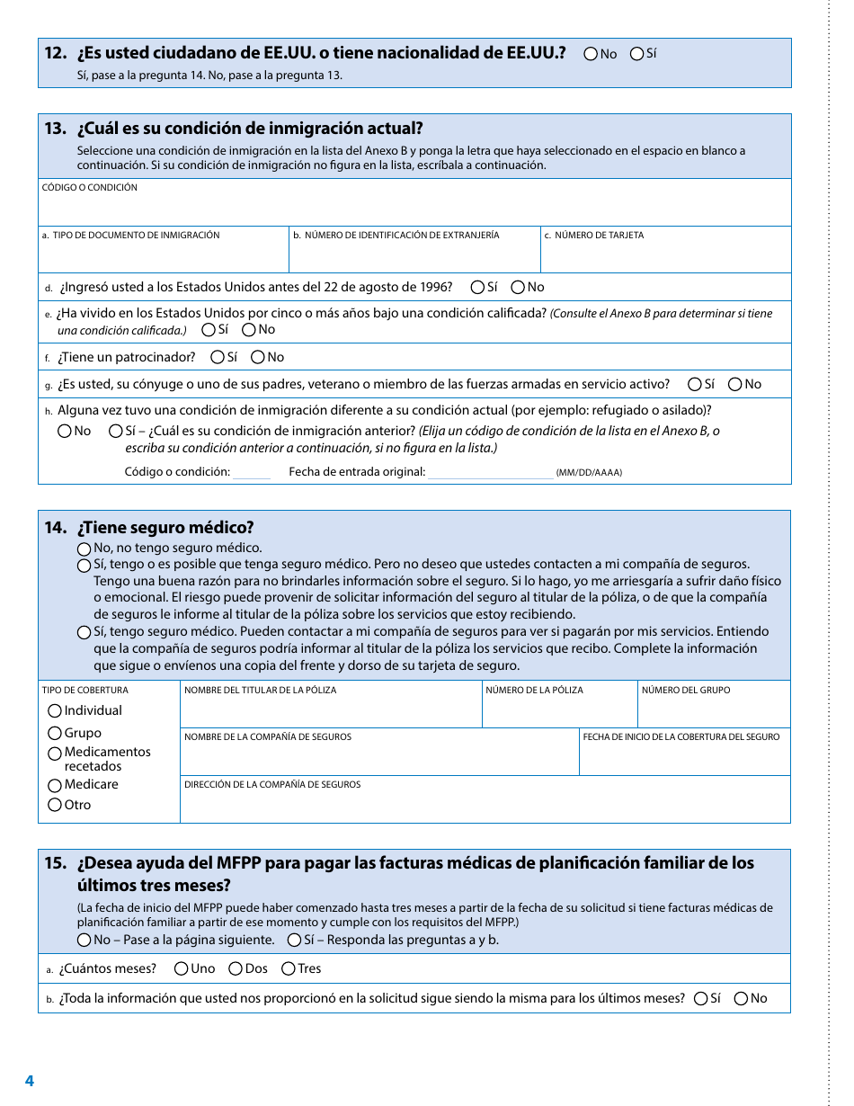 Formulario DHS-4740-SPA Solicitud Del Minnesota Family Planning Program (Programa De Planificacion Familiar De Minnesota) - Minnesota (Spanish), Page 6