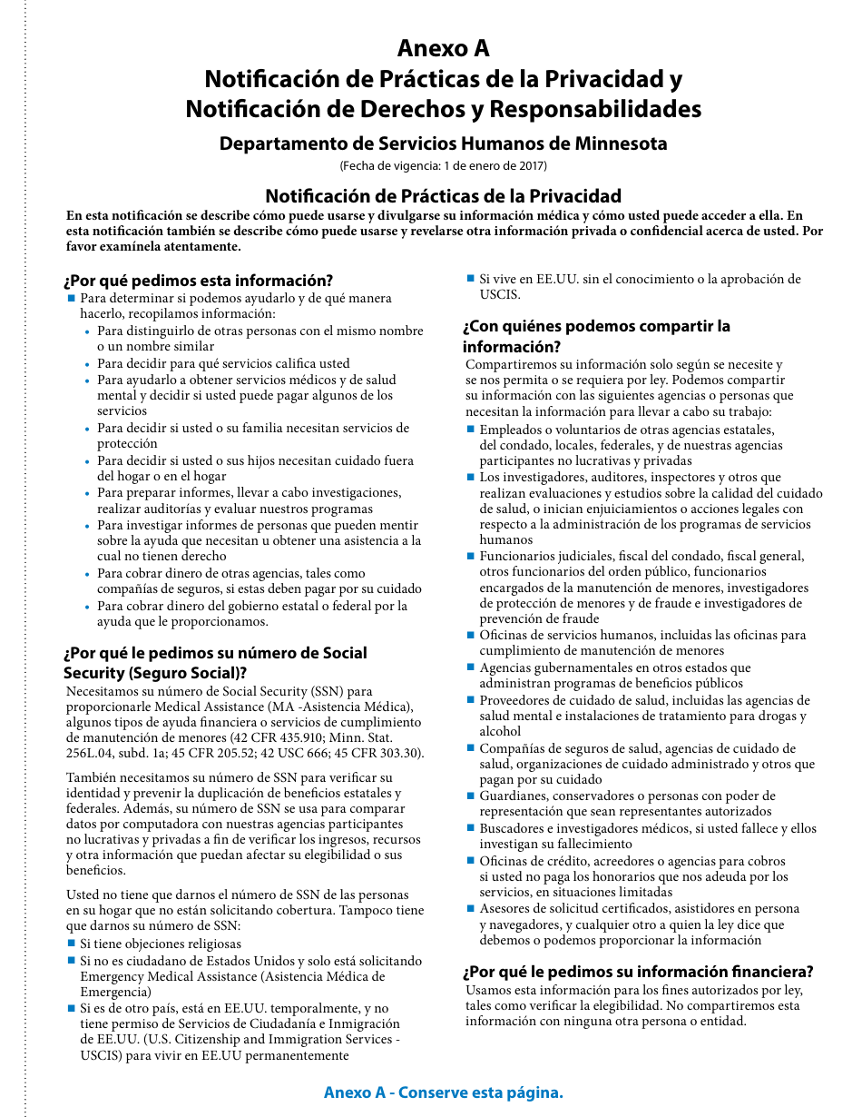 Formulario DHS-4740-SPA Solicitud Del Minnesota Family Planning Program (Programa De Planificacion Familiar De Minnesota) - Minnesota (Spanish), Page 9