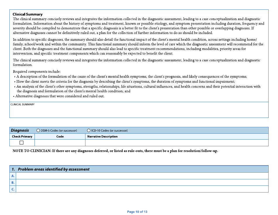 Form DHS-5704B-ENG Child / Adolescent Diagnostic Assessment - Part II: Provider - Minnesota, Page 10
