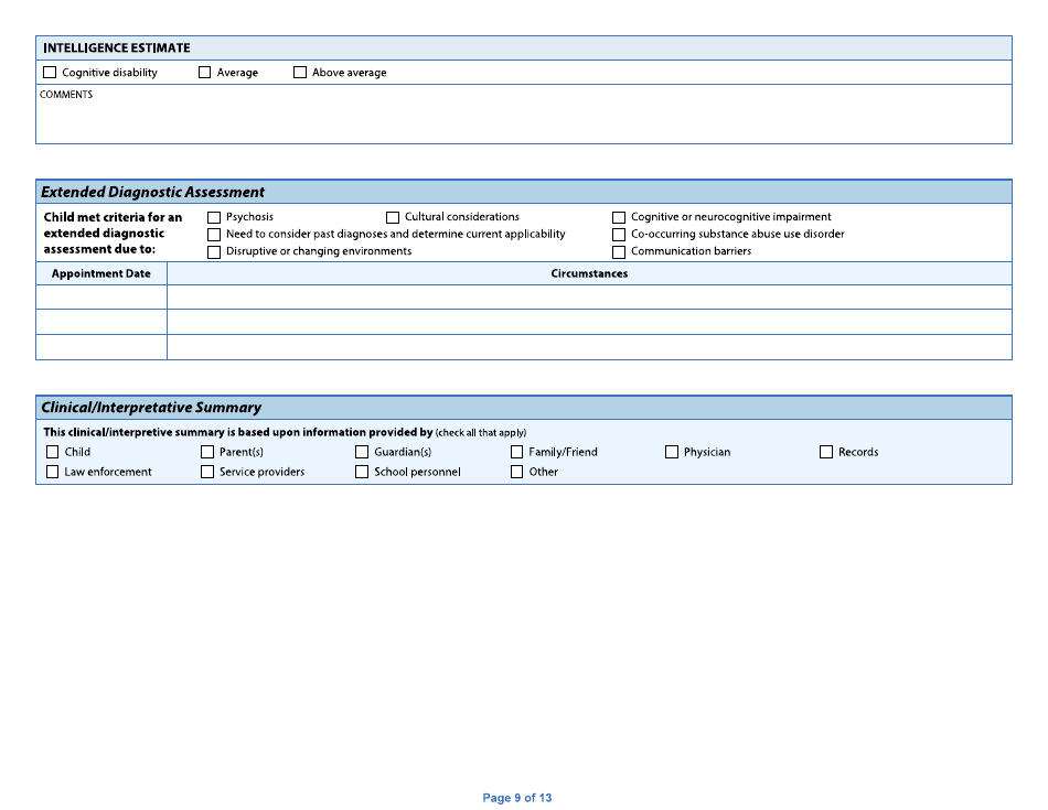 Form DHS-5704B-ENG Child / Adolescent Diagnostic Assessment - Part II: Provider - Minnesota, Page 9