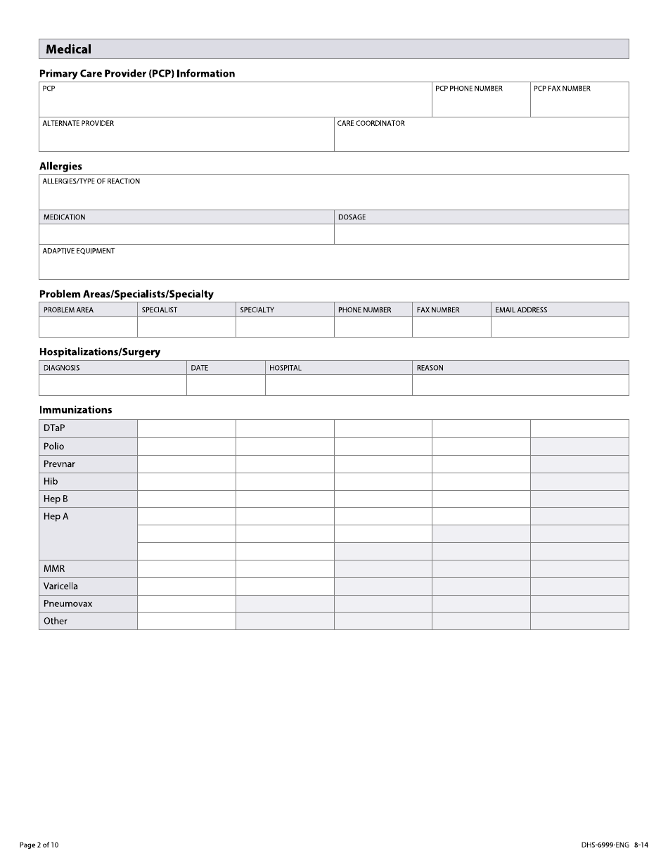 Form DHS-6999-ENG Download Fillable PDF or Fill Online Youth Act ...