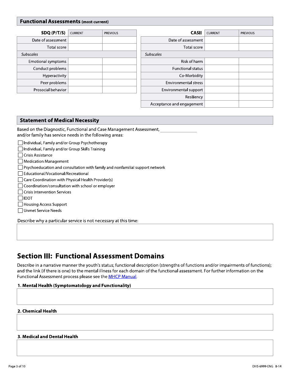 Form DHS-6999-ENG Download Fillable PDF or Fill Online Youth Act ...