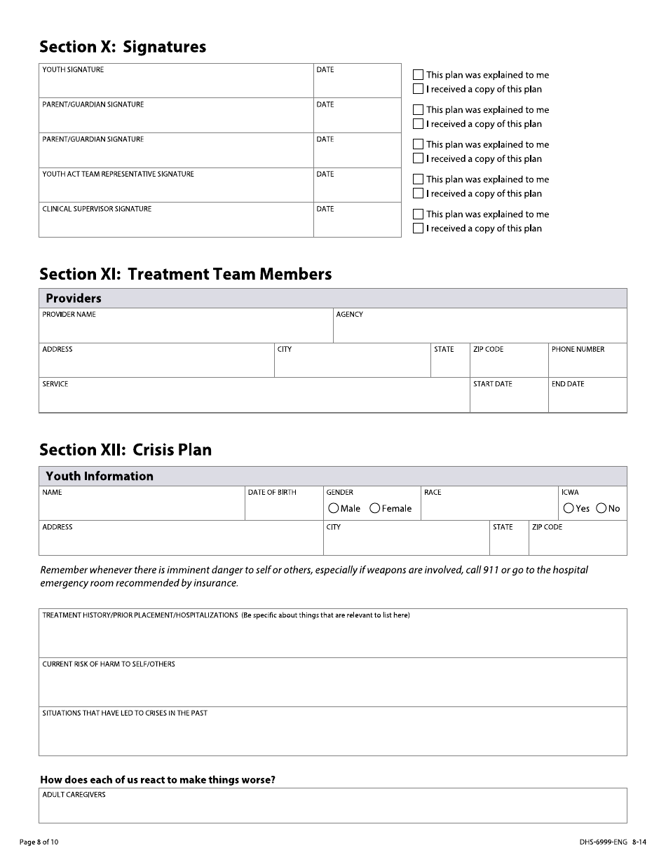 Form DHS-6999-ENG Youth Act Treatment Plan - Minnesota, Page 8