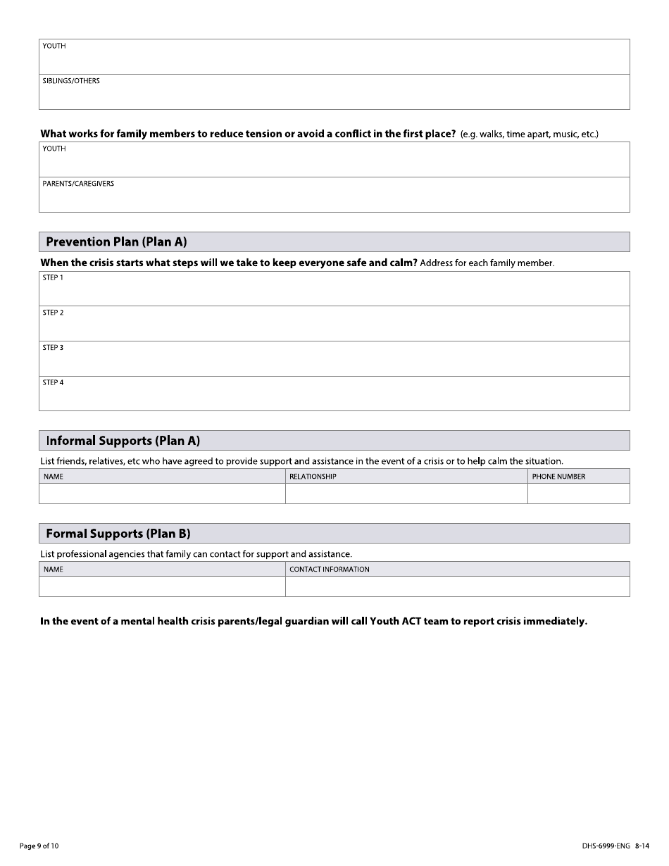 Form DHS-6999-ENG Youth Act Treatment Plan - Minnesota, Page 9