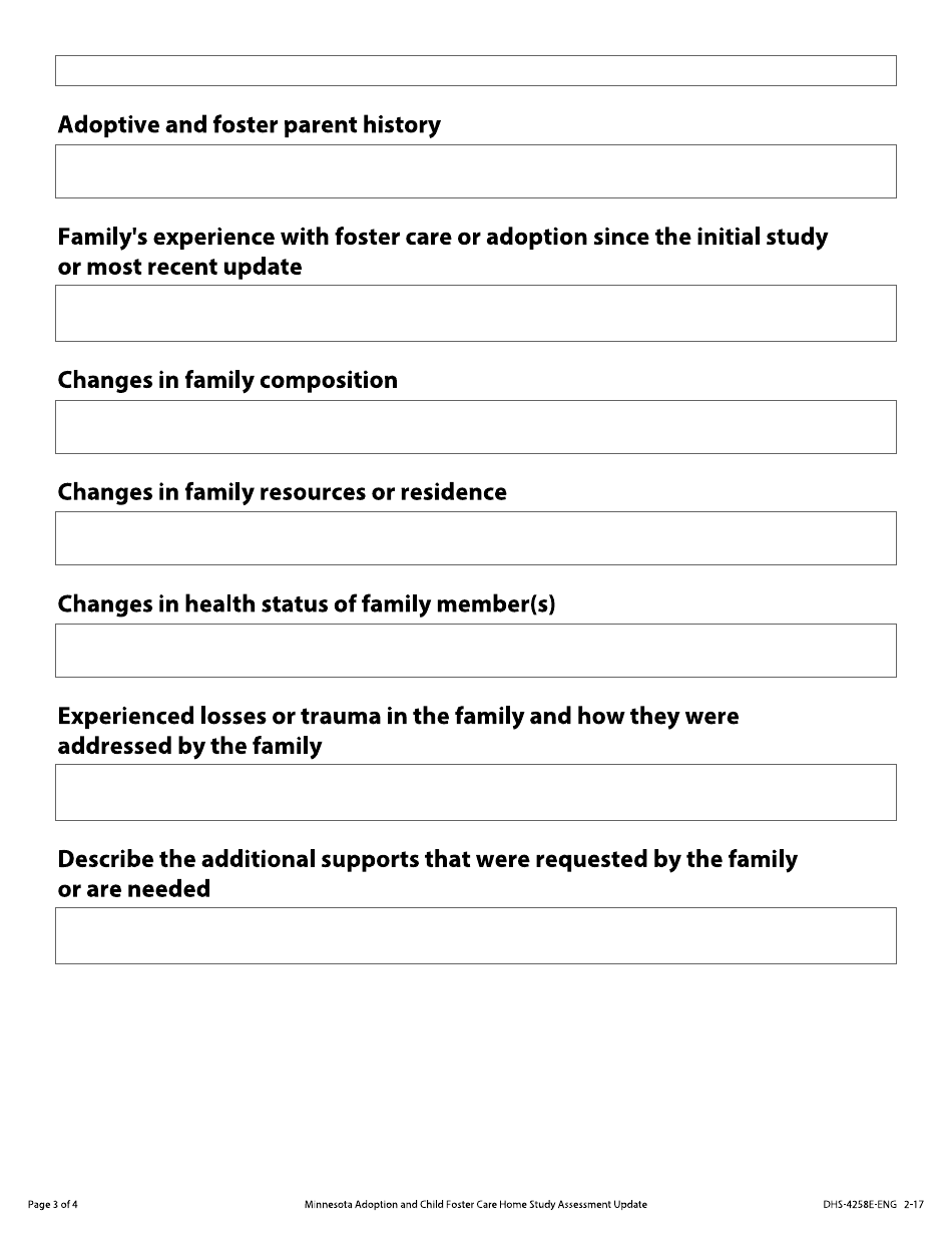 Form DHS-4258E-ENG Minnesota Adoption and Child Foster Care Home Study Assessment Update - Minnesota, Page 3