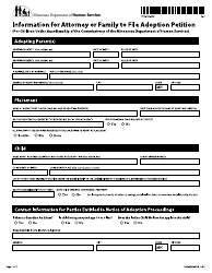 Document preview: Form DHS-0329-ENG Information for Attorney or Family to File Adoption Petition - for Children Under Guardianship of the Commissioner of the Minnesota Department of Human Services - Minnesota