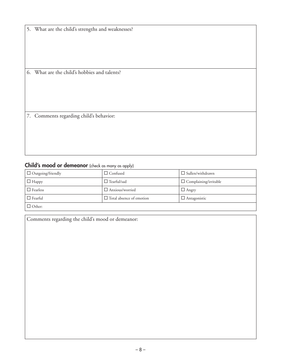 Form DHS-3235-ENG Background and Health History - All Children in out-Of-Home Care - Minnesota, Page 10