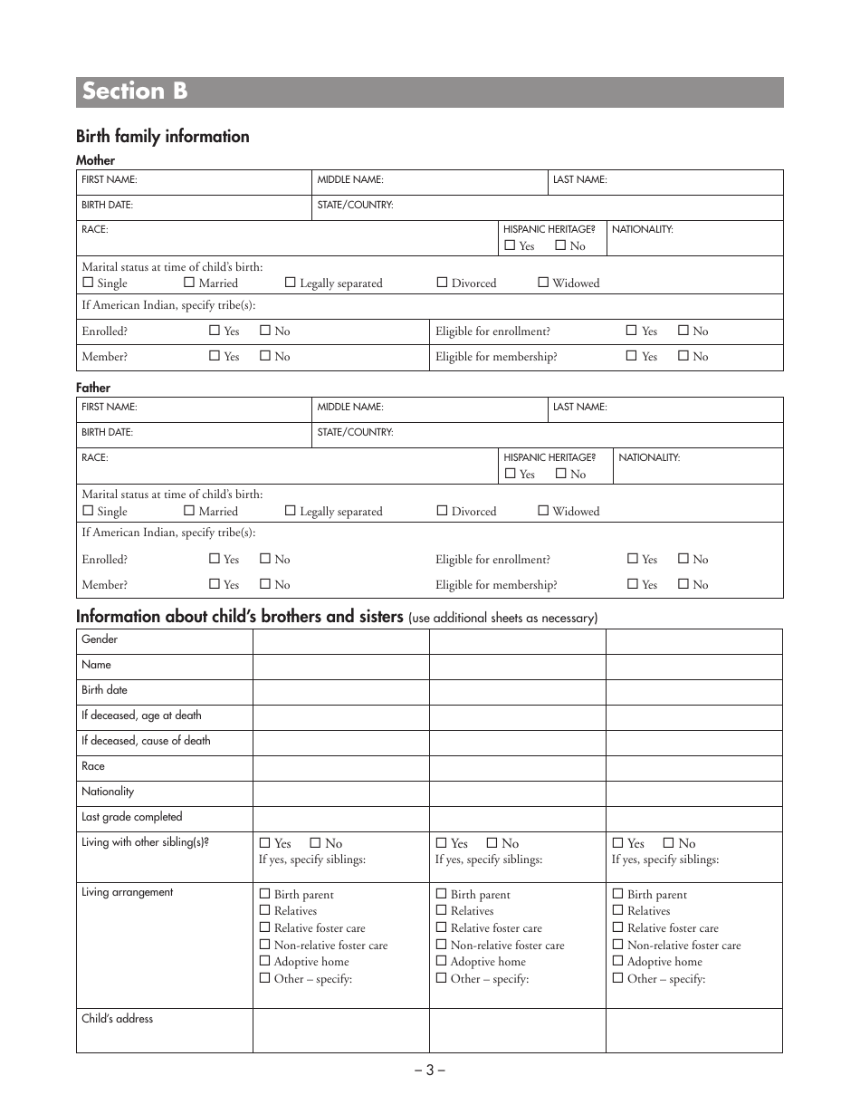 Form DHS-3235-ENG Background and Health History - All Children in out-Of-Home Care - Minnesota, Page 5