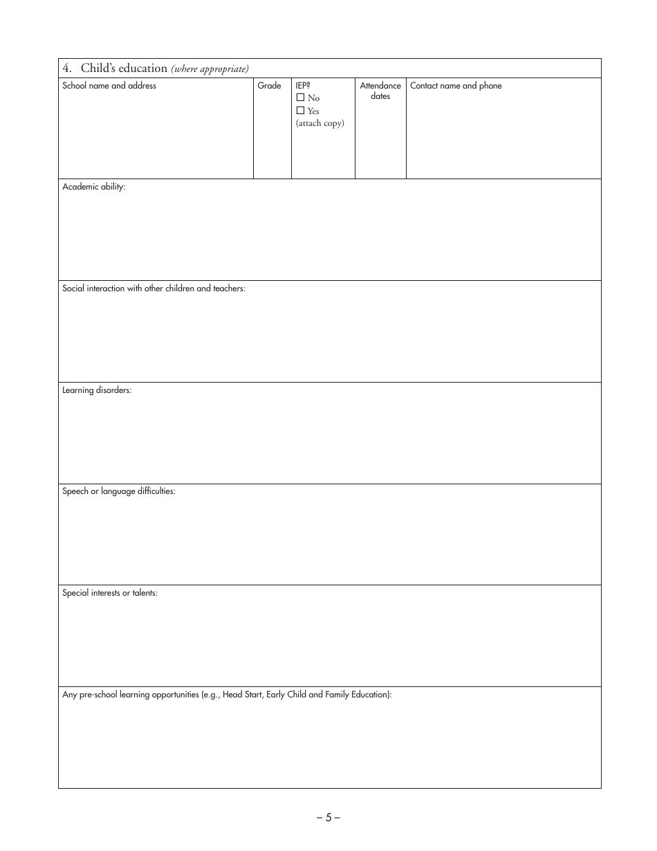 Form DHS-3235-ENG Background and Health History - All Children in out-Of-Home Care - Minnesota, Page 7
